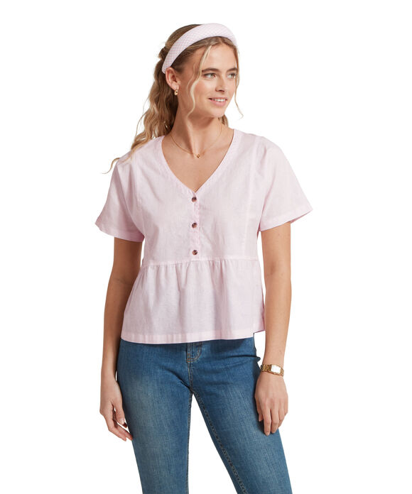 Schoffel Lavenham Linen Top: Pale Pink