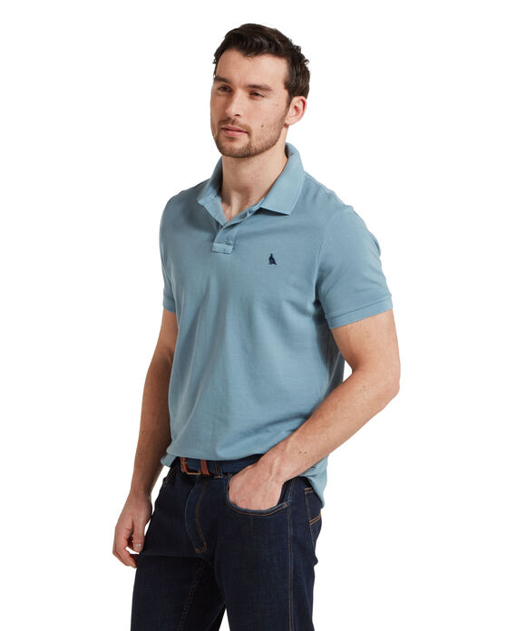 Schoffel Garmnet Dyed Polo Shirt: Dark Pigeon Blue