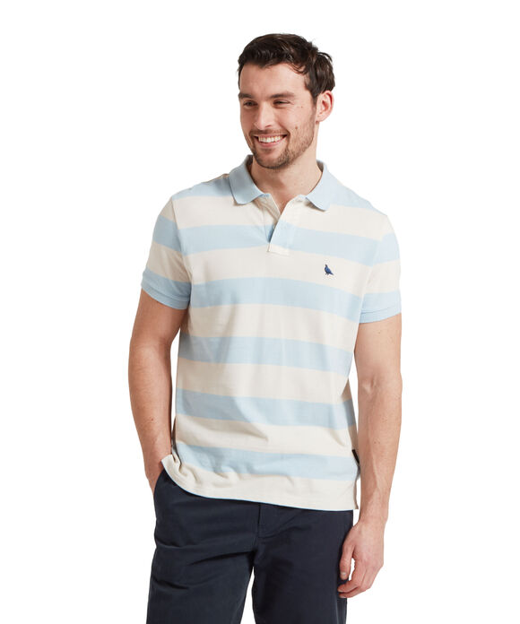 Schoffel St Ives Polo Shirt: Pale Blue Stripe