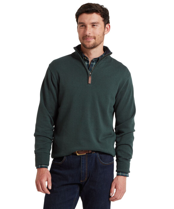 Schoffel Calton Cotton Cashmere 1/4 Zip Sweater: Botanical Green