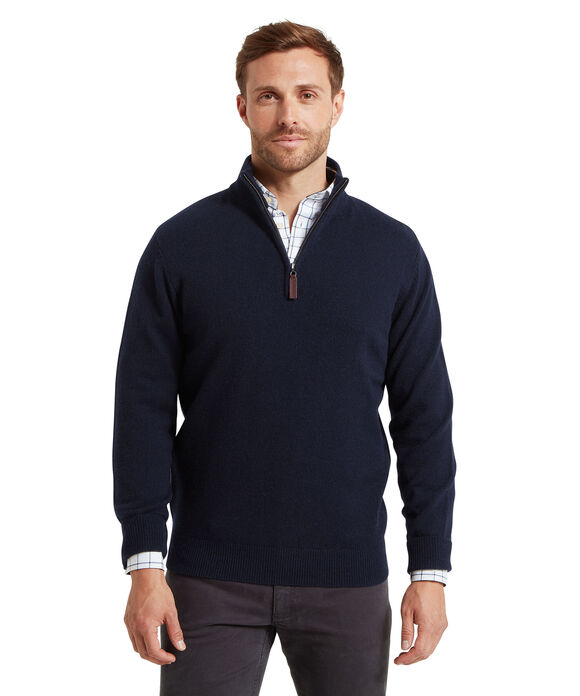 Schoffel Lewis Lambswool 1/4 Zip Sweater: Navy