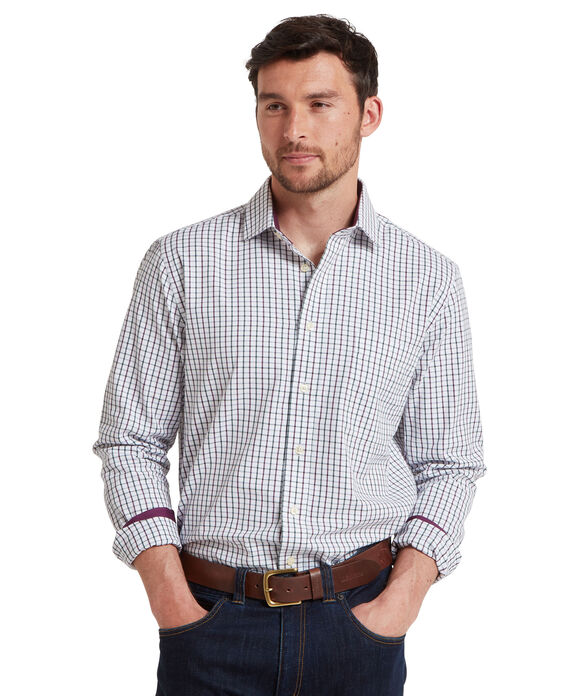 Schoffel Milton Tailored Shirt: Plum/Botanical Green