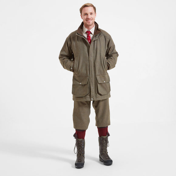 Schoffel Ptarmigan Classic Coat Herringbone Tweed: Loden Green