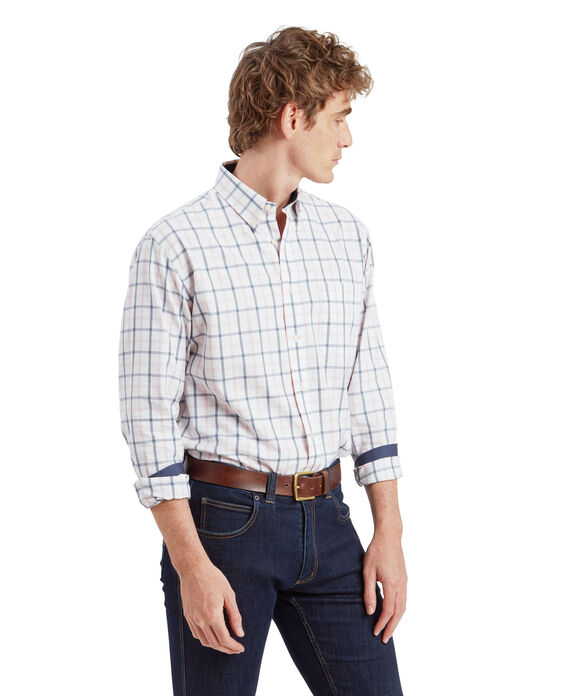 Schoffel Brancaster Shirt: Stone Blue Check