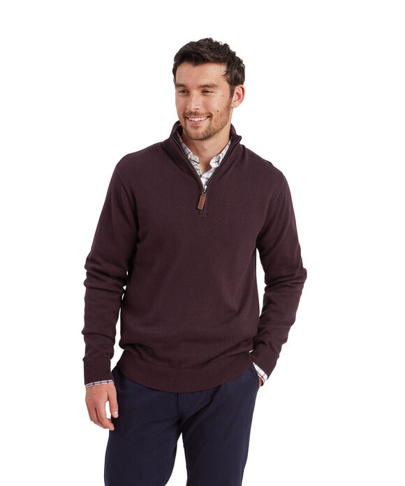 Schoffel Calton Cotton Cashmere 1/4 Zip: Wine