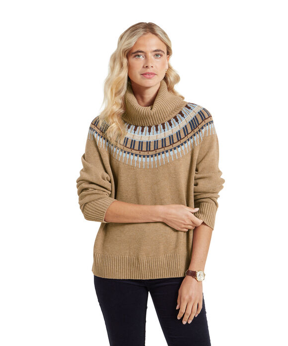 Schoffel Filey Fairisle Roll Neck Jumper: Warm Sand