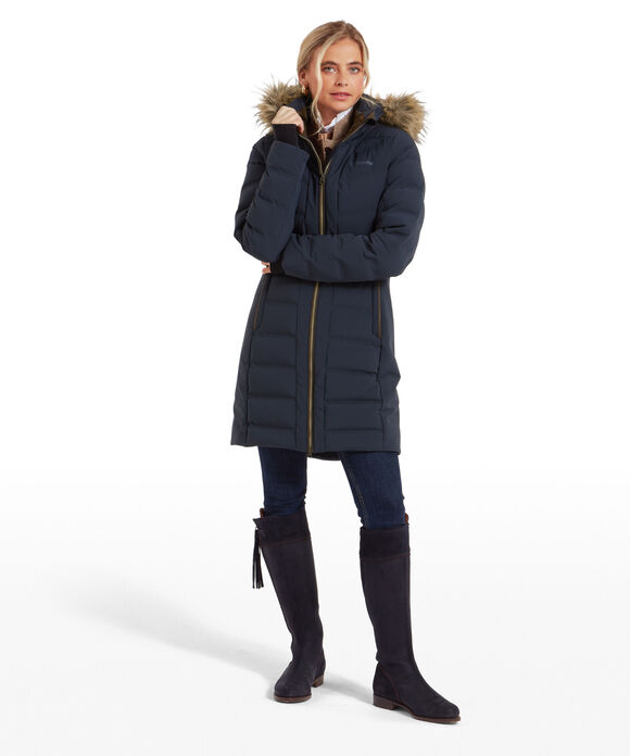 Schoffel Hurlingham Waterproof Down Coat: Carbon Navy