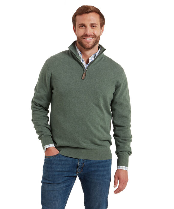 Schoffel Porthmeor Pima Cotton 1/4 Zip: Country Green