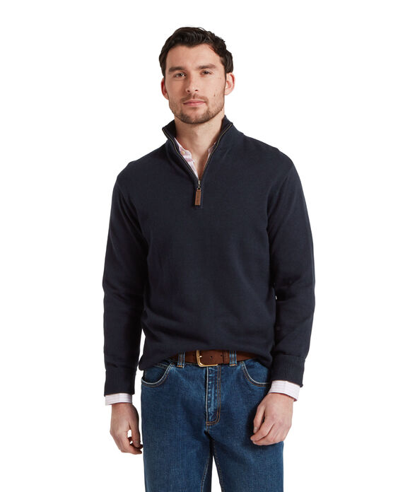 Schoffel Porthmeor Pima Cotton 1/4 Zip: Navy