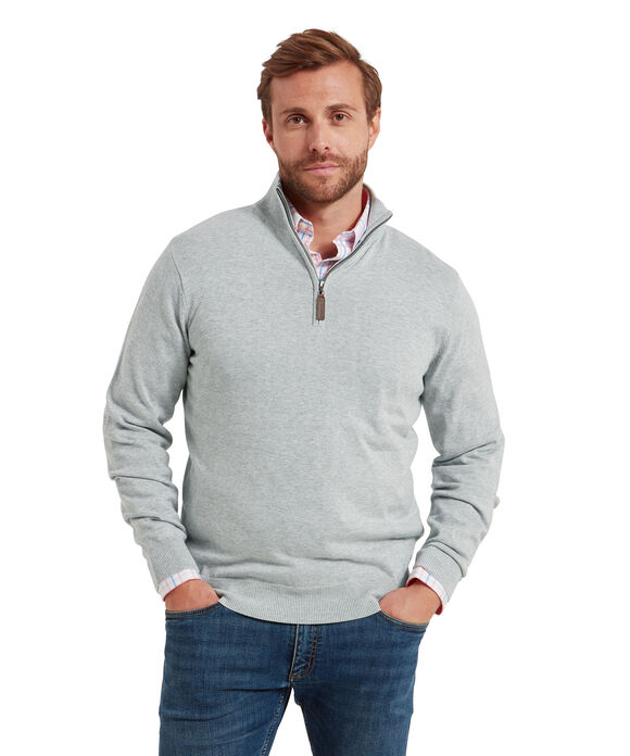 Schoffel Porthmeor Pima Cotton 1/4 Zip: Grey