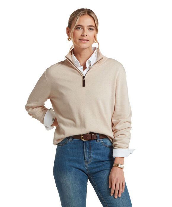 Schoffel Polperro Pima 1/4 Zip Ladies Jumper: Oat
