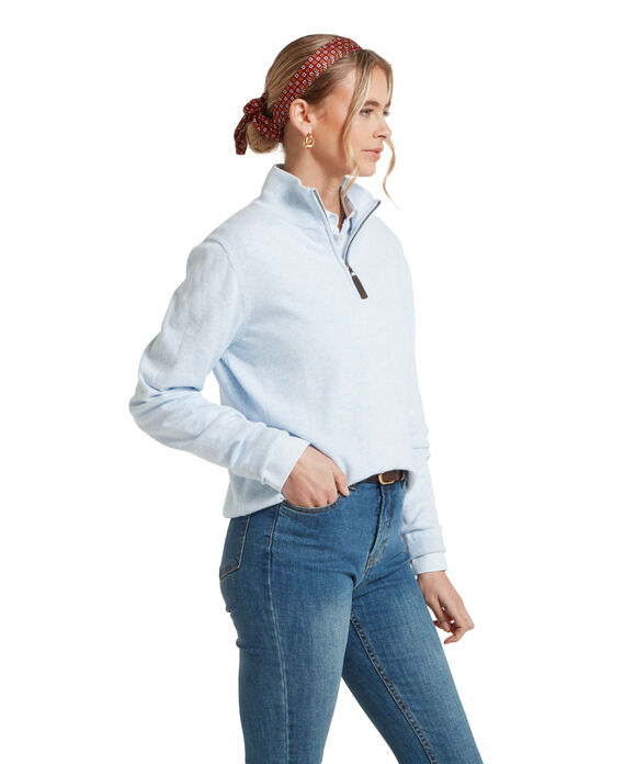 Schoffel Polperro Pima 1/4 Zip Ladies Jumper: Blue Water
