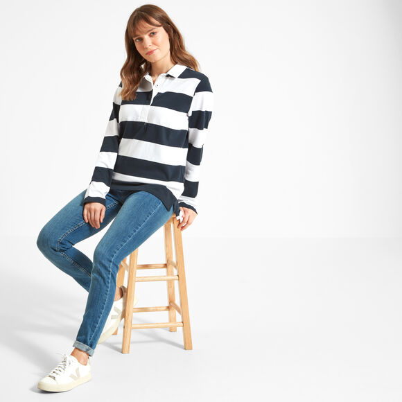 Schoffel St Mawgan Rugby Shirt: Navy/White Stripe