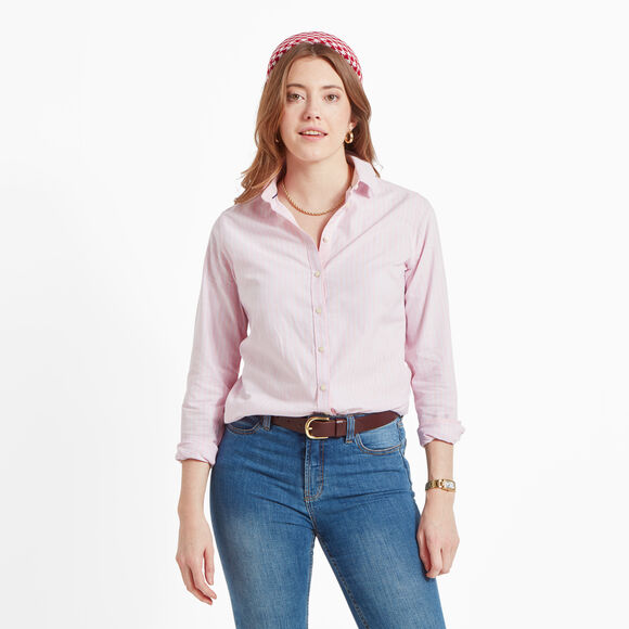 Schoffel Cley Soft Oxford Shirt: Pink/Blue Stripe