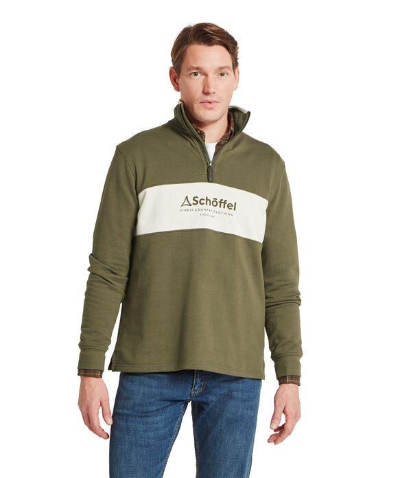 Schoffel Trencrom 1/4 Zip: Dark Khaki Green